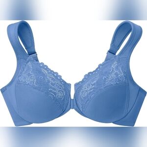 Glamorise Women's Wonderwire Front-closure Bra Underwire blue 44 C new